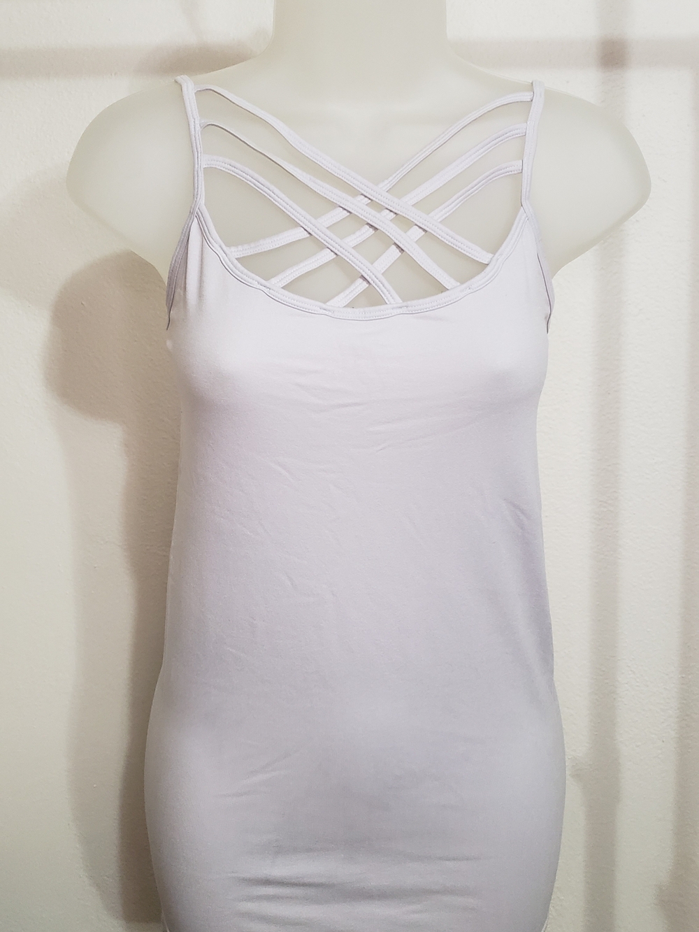 Zenana Outfitters White Strappy Crisscross Camisole